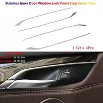 4x Stainless For BMW X5 X6 F15 F16 Car Interior Inner Door Bowl Cover Strip Trim black