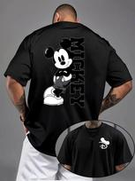 Disney Co prekės ženklo Mikės Pūkuotuko Dvipusiai Spausdinti Marškinėliai Vyriški Vasariniai Nauji Harajuku Ypač Dydžio Laisvi Laisvalaikio Trumpomis Rankovėmis Viršus 4XL black