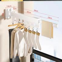 Retractable Cloth Drying Rack Space Saving Laundry Clothesline Wall Mount Clothing Rack Z-Shape Folding Clothes Hanger Indoor beige
