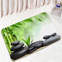 Zen Black Stones Bath Mat Green Bamboo Buddha Candle Spa Bathroom Decorations Bathtub Rug Bedroom Living Room Home Carpet W60H190(CM)-1 Pcs beige