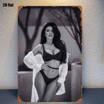pc Vintage Metal Tin Sign Sexy Girl Wall Art Retro Decor for Bedroom Garage Bar Garden Outdoor 20x30cm gray