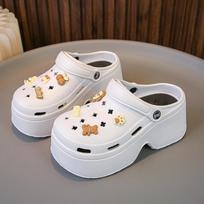 Diy Clogs 2024 Summer New Chunky Platform 9 cm Heels Eva Slippers Women Beach Thick Bottom Outdoor Slides Garden Shoes 39-40 gray