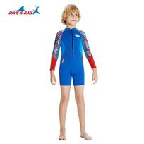 Kids 2.5mm Full Wetsuit Snorkeling Diving Surfing Warm Thermal Neoprene Long Sleeve Dive Suit Black Blue XXL mėlyna