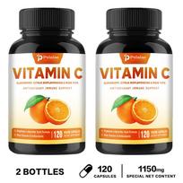 High-content Vitamin C capsules, 1000 mg per serving, nutritional supplement, adult daily dietary supplement. 120*2