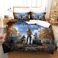 New Shooting Game Tom Clancy's The Division 2 Bedding Set Cartoon Anime three-piece set Adult Kid Bedroom Duvetcover Set EU Single 135*200cm/53x79in 3pcs gray