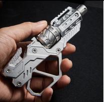 Qt-3000 Revolver Flip Push Slider Gun Aluminum  S. S Decompression Toy  Artifact Lever Rotary Shaking Card  Toy Fingertip Gyro white