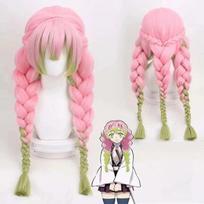 Anime Mitsuri Kanroji Cosplay Wig Long Pink Green Braid Heat Resistant Hair Authentic Cosplay Wigs One Size pink