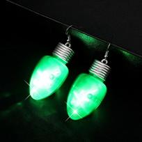 Elektrinės Kalėdinės kabinamos ausų klipsai Cukrinės lazdelės Šviečiantis Kalėdinis pakabukas LED lašiniai auskarai Unisex Earrings-G green