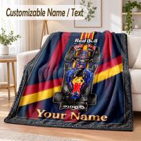 Custom Text Flannel Blanket Red Bull Racing Print Warm Cozy Blanket Home Sofa Bedding 80cmx120cm red