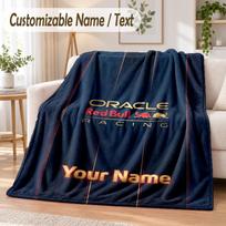 Custom Text Flannel Blanket Red Bull Racing Print Warm Cozy Blanket Home Sofa Bedding 80cmx120cm