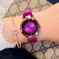 Moteriški prabangūs krištoliniai laikrodžiai Relojes Elegantiški moteriški kvarciniai rankiniai laikrodžiai Pu odiniai laikrodžiai Dovanos purple