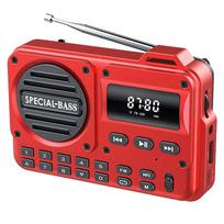 Mini tranzistorinis radijas su garsiakalbiu, 2000 mAh baterija, radijas su Bluetooth / TF kortele, įkraunamas, skirtas bėgimui, važiavimui dviračiu raudona