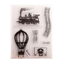 Clear Stamp Train Transparent Stamp Seals Railway Silicone Stamp for Card Scrapbooking Album Journal Photo Decorations 1 gray