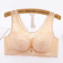 Nėriniai Sexy Push Up Liemenėlė Moteriški besiūliai apatiniai Belaidis Minkštas Plonas Bralette Didelio dydžio liemenėlės Gatherd Gatherd Brassiere apatinis trikotažas 44D geltona