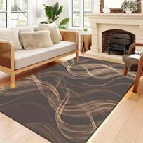 Flannel Printed Abstract Wave Rug Dark Gray Gold Pattern Modern Living Room Decor Soft Floor Mat Home Textile Carpet For Sofa 60x90cm beige