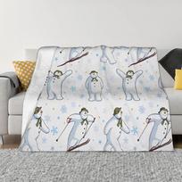 Sniego senis ir sniego šuo megztos antklodės Animacinis pasakų minkštas pliušinis pledas Lovatiesė Spausdinta minkšta šilta daugiafunkcinė antklodė 180x230cm gray