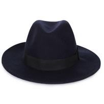 Vyriška vintažinio stiliaus 100% vilnos fedoros skrybėlė, klasikinė vėjuota šilta žiemos fedora vyrams, 2025 m. nauja rudens žiemos mada M 56-58cm tamsiai mėlyna
