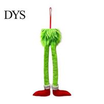 Holiday Car Exterior Decorations Funny Elf Legs Hanging Ornament, Christmas Tree Decor with Soft for Home Plush, Red Green Pendant Rearview L green