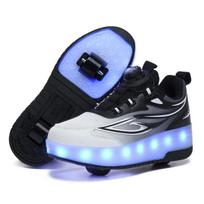 Children's 2-in-1 Removable Roller Skating Shoes for Skating and Parkour Racing Roller Skate Shoes Women's Sneaker with 2 Wheels 38 gray