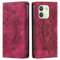 dėl Xiaomi Redmi Note 17 Pro Max 5G Mandala reljefinis PU odos atverčiamas piniginės dėklas su magnetiniu užsegimu Redmi Note 17 Pro Max 5G raudona
