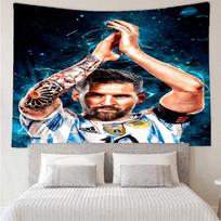 Lionel Messi With World Cup Trophy Tapestry Hanging for Bedroom,Livingroom, Playroom,Decor Art Room Wall Tapestry Holiday and Birthday Gifts 130cmx150cm
