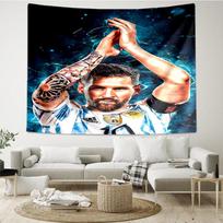 Lionel Messi With World Cup Trophy Tapestry Hanging for Bedroom,Livingroom, Playroom,Decor Art Room Wall Tapestry Holiday and Birthday Gifts 150cmx200cm