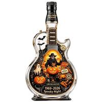 Ghost Halloween Guitar Shaped Decanter Pumpkin Clear Glass Bottle Spirits Container  Rock Fans StyleH