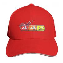 Olds 442 Chrome Baseball Cap Snapback Flat Bill Strapback Dad Hat Six Panel Structured Crown red