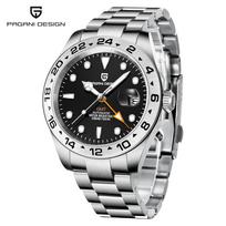 PAGANI DESIGN Nauji 42 mm Automatiniai Mechaniniai Laikrodžiai Vyrams GMT Laikrodis Nerūdijančio Plieno Safyro Atsparus Vandeniui Laikrodis Reloj Hombre black