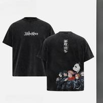 Itadori Yuji Fushiguro Megumi Jujutsu Kaisen Anime Clothing Men Women T-shirts Washed T Shirt Vintage Cotton Tshirt Harajuku Top L black