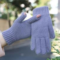 Moteriškos pirštinės megztos šiltos su jutikliniu ekranu dviračių nuo šalčio pirštinės One size violetinė
