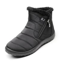 Snow Boots Women's Mid-tube Thick Plush Waterproof Cotton Boots Non-slip Indoor and Outdoor Zipper Cotton Boots 35 juoda