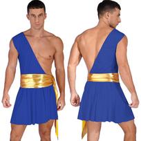 Vyriškas romėnų gladiatoriaus kostiumas Senovės Graikijos Dievas Helovinas Cosplay Šarvai Kareivis vaidmenų žaidimas Viduramžių riterio kario Cosplay apranga XXL mėlyna