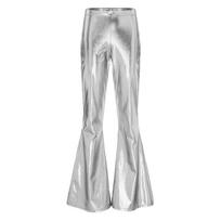 Moteriškos Metalinės Platejančios Kelnės Elastingas Juosmuo Varpelio Dizainas Blizgančios Disco Kelnės Cosplay Šokio Kostiumas XL sidabras