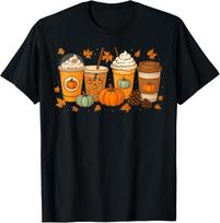 Coffee Pumpkin Latte Spice Coffee Love Fall Season Halloween unisex T-Shirt Mens Womens Tees Top XL orange