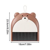 Small Broom Dustpan Set Cartoon Teddy Bear Household Desktop Garbage Shovel Small Dustpan Mini Foldable Cleaning Tools brown