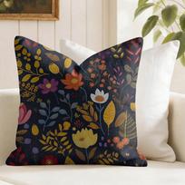 Rožė ir bijūnas Pagalvės užvalkalas Vasarinis lininis pagalvės užvalkalas Ekologiško audinio pagalvės užvalkalas Dvispusis spaudinys Sofa Namų dekoras 50X50cm black