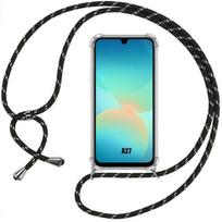 Case for Samsung Galaxy A27 5G, Reinforced Shockproof Transparent TPU Protection with Black Lanyard juoda