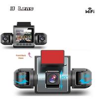 4-Channel Dash Cam, Front, Rear & Inside, 1080P Car Camera, Night Vision, G-Sensor, Driving Video Recorder 3 Lens+Wifi