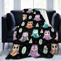 Pelėdos Flanelinis pledas Super minkštas lengvas Fleece pledas Dovana paauglei Lovai Sofai Sofa Pledas Karališko Karalienės Dydžio Size: 75*100cm, Weight: 230 GSM gray