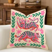 DoubleSided Nordic Boho Sun Leopard Palm Cushion Cover Elegant Minimalist Art Pillowcase Luxury Living Room Sofa Home Decor 50cmx50cm(20x20Inch)