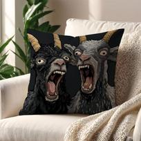 Screaming Goat Pattern cushion cover For Pillow Printing Sofa Decoration Home Car Room Coffee Shop Office Nordic Simplicity 30cmx30cm(12x12Inch) black