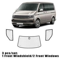 Pilni langų gaubtai nuo saulės VW Volkswagen Transporter T5 Caravelle Multivan Doubleback 2003~2015 trumpasis variantas Automobilio skydelių priedai 2004 Front Windows black
