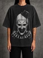 Art the Clown Terrifier Washed Graphic Shirt | Heavyweight Oversized Tee | Vintage Streetwear 150 black