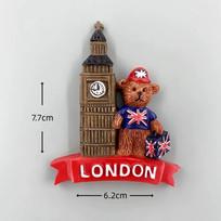 UK London Landmark 3D Fridge Magnets Big Ben Double Decker Bus Bear Tourist Souvenir Resin Magnetic Stickers gray