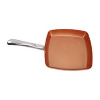 Aluminum Alloy Stainless Steel Frying Pan Non Stick Square Skillet with Compound Bottom Ceramic Coating Cooking Pans brown