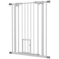 Extra Tall Pet Gate Indoor Dog Safety Gate With Cat Flap Auto Close 74 80 Cm Wide White