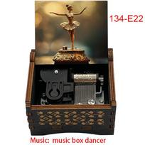 Melody Music Box Dancer 18 Note Mechanism Movement Wooden Wind Up Music Box Clockwork 3 134-E22 black