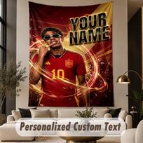 Custom Text Tapestry Lamine Yamal Print Wall Tapestry Indoor Living Room Wall Decor 180cmx230cm