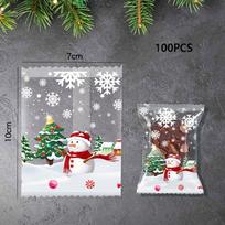 50/100 vnt. Skaidrūs Kalėdiniai Sniego Senio Sausainių Maišeliai Saldainių Pakuotės Maišeliai Namų Naudojimui 10x7cm gray